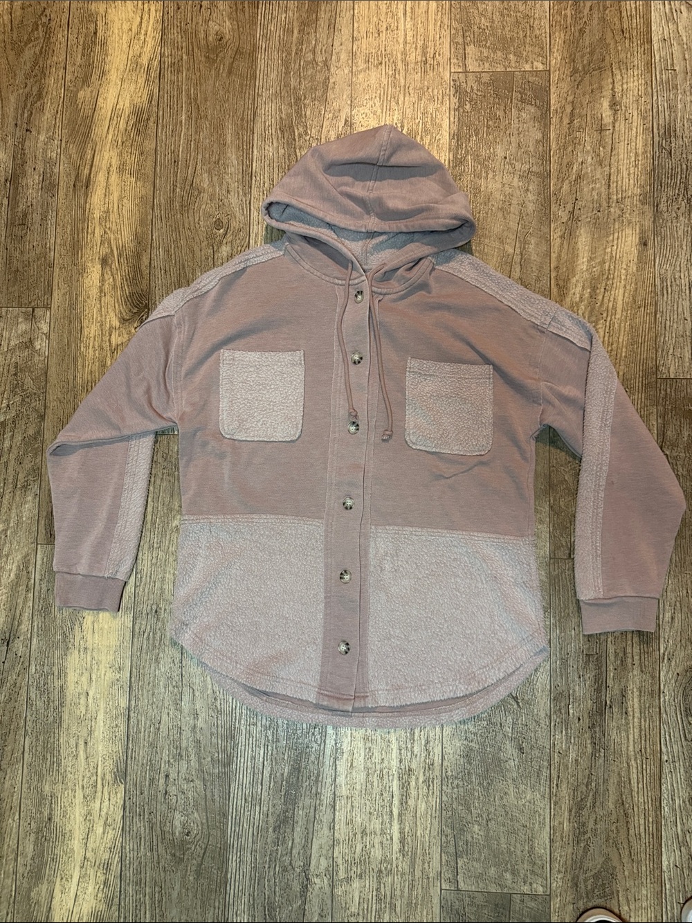 NWT Light Mauve Hooded Button-Up Shacket